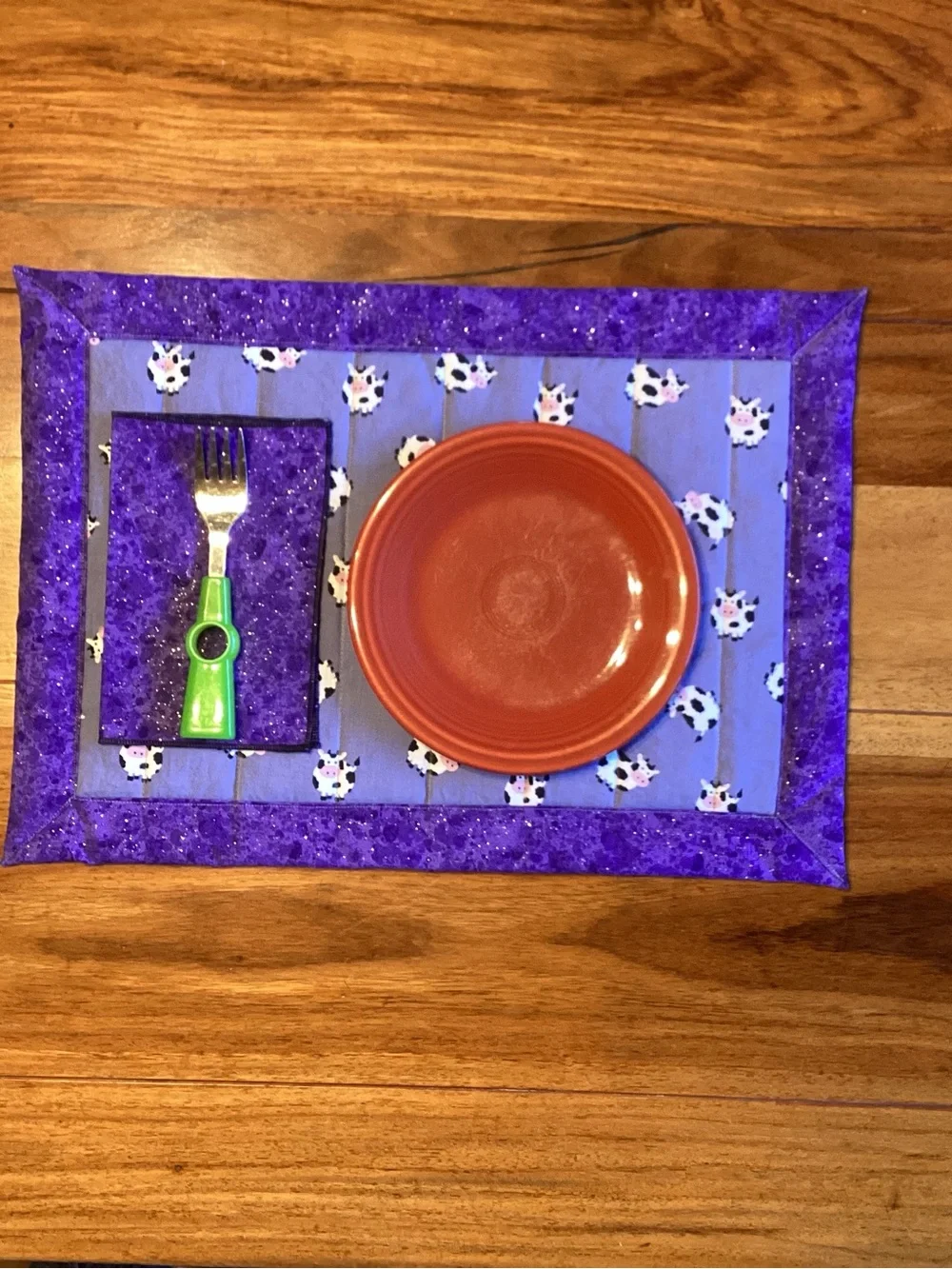 Purple Cow Print Placemat Set